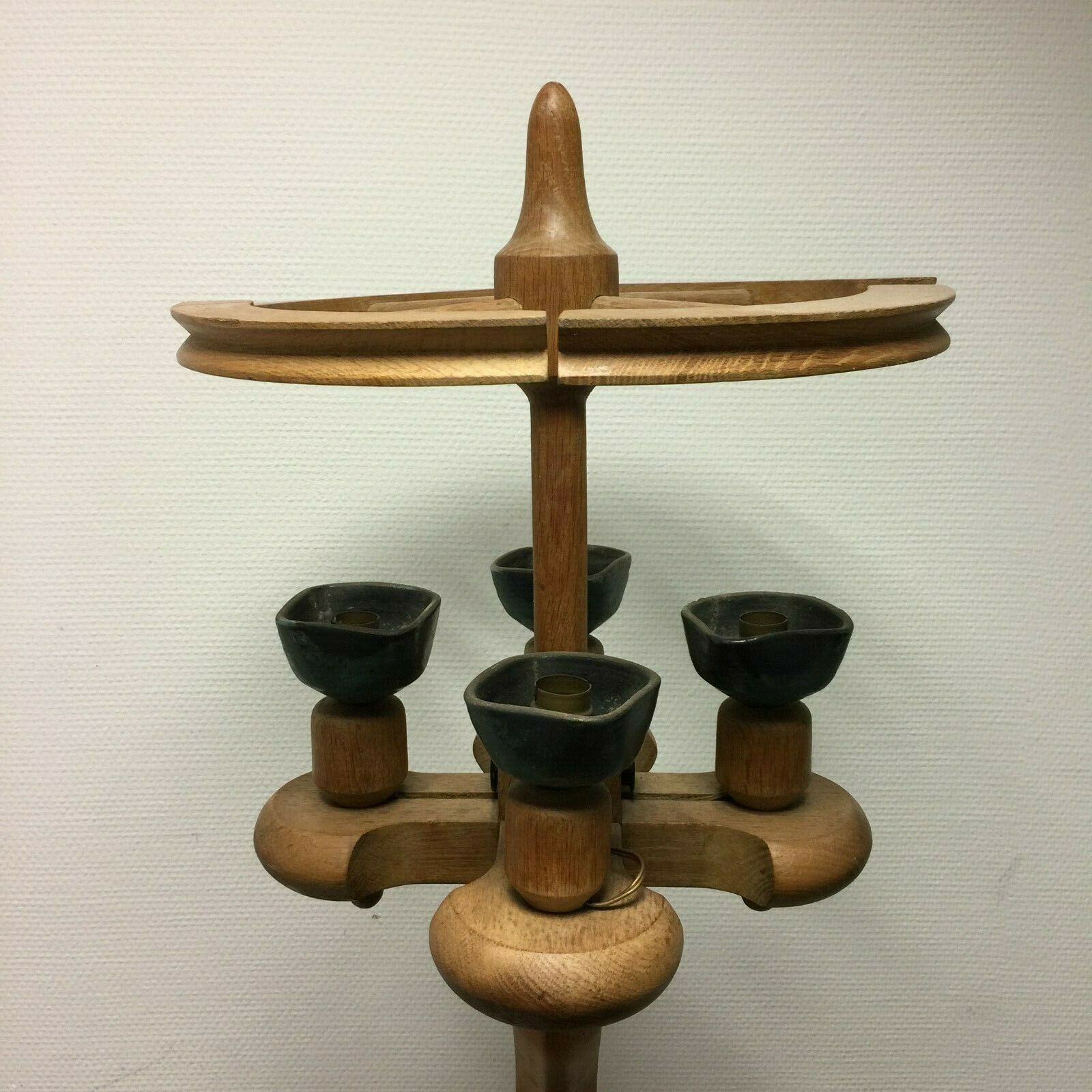 Lampadaire par Robert Guillerme et Jacques Chambron en chêne et faïence, 1960