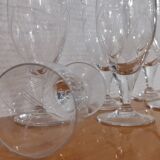 Old very fine stemmed glasses in chiseled crystal from the 50s