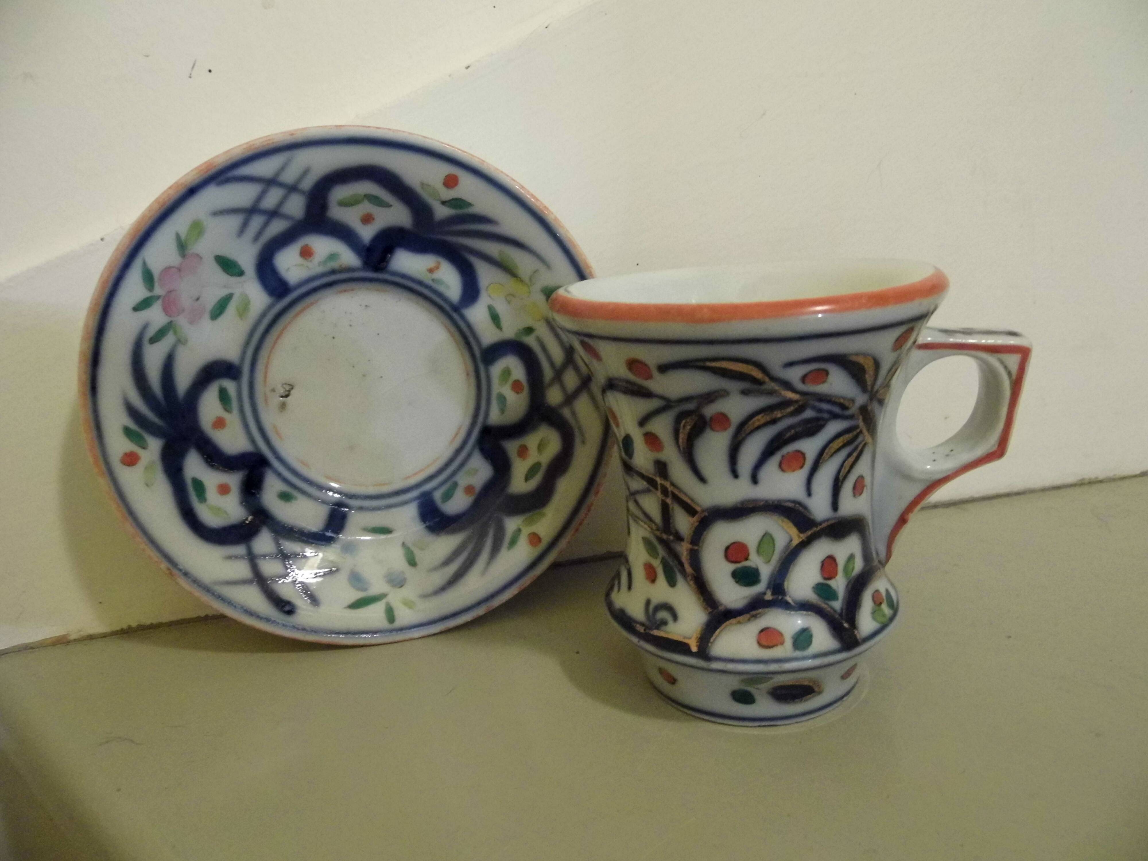 Cup and saucer, brulot, Bayeux porcelain 19th century