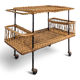1960s rattan rolling dessert trolley