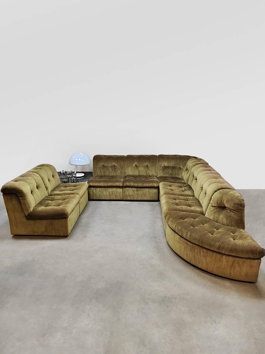 Vintage velvet modular sofa modular 'Verdant green'