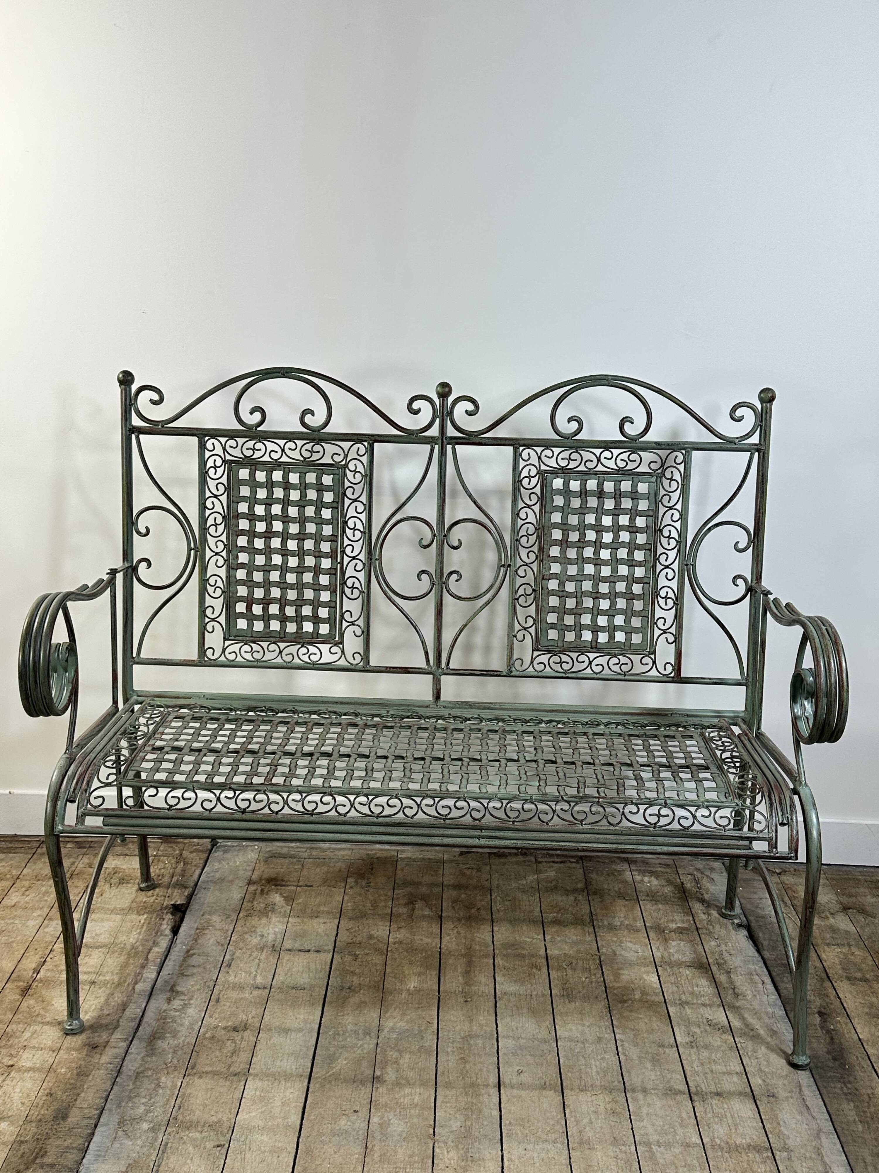 Folding iron garden bench