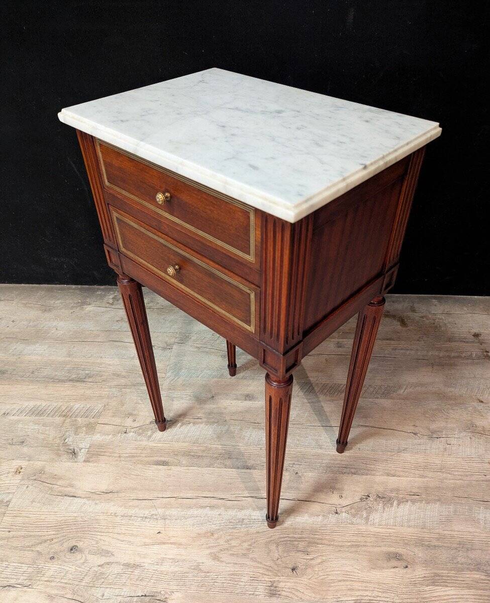 Pair of Louis XVI Style Mahogany Bedside Tables