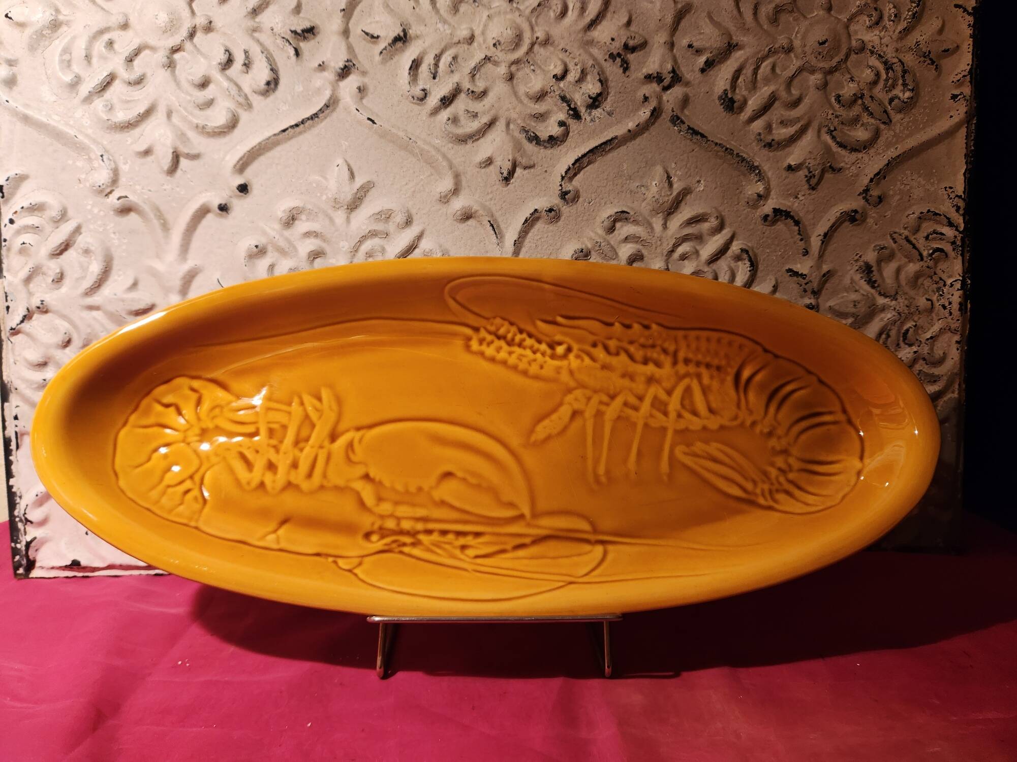 Large fish platter for shellfish and crustaceans, Proceram art pottery.