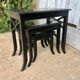 Set de 3 tables gigognes en verre et bois noir