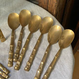 Nickel-plated bronze cutlery set, bamboo style