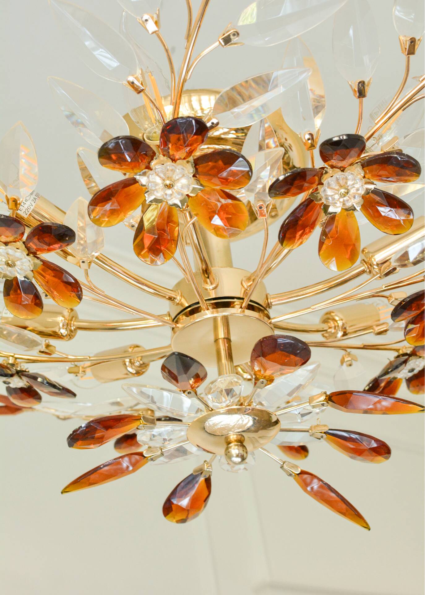 Large amber crystal floral chandelier – Maison Baguès style