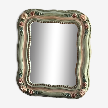 Miroir ancien aux roses