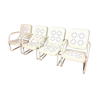 Suite de 4 fauteuils de jardin des années 70