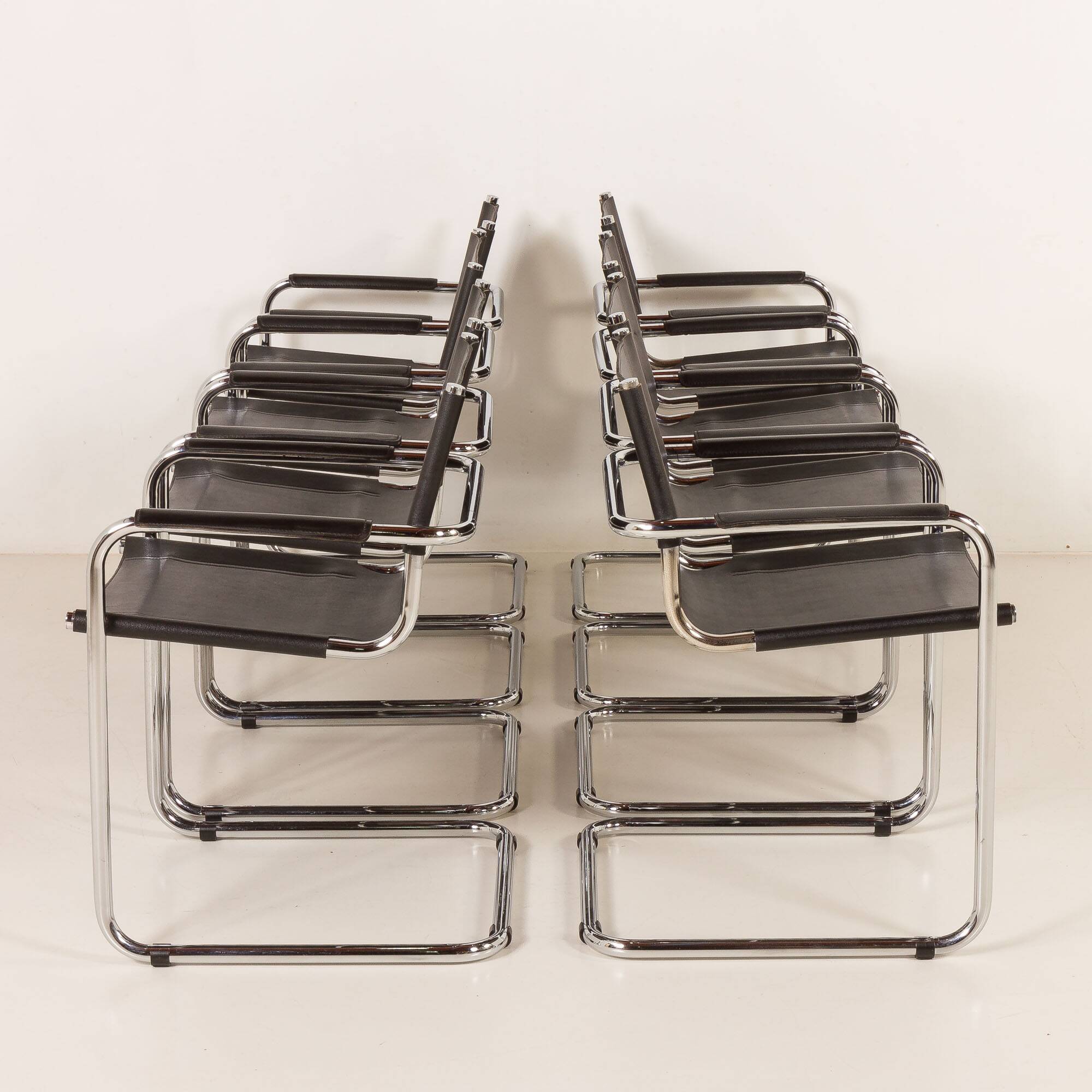 Bauhaus style Italian chairs attr. to Matteograssi, set of 8, 1970s