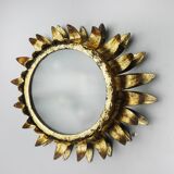 Wall lamp sun by ferro arte, metal and gold leaf, spain, 1960