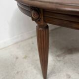 Art Deco table and six chairs in solid walnut, 20th century.