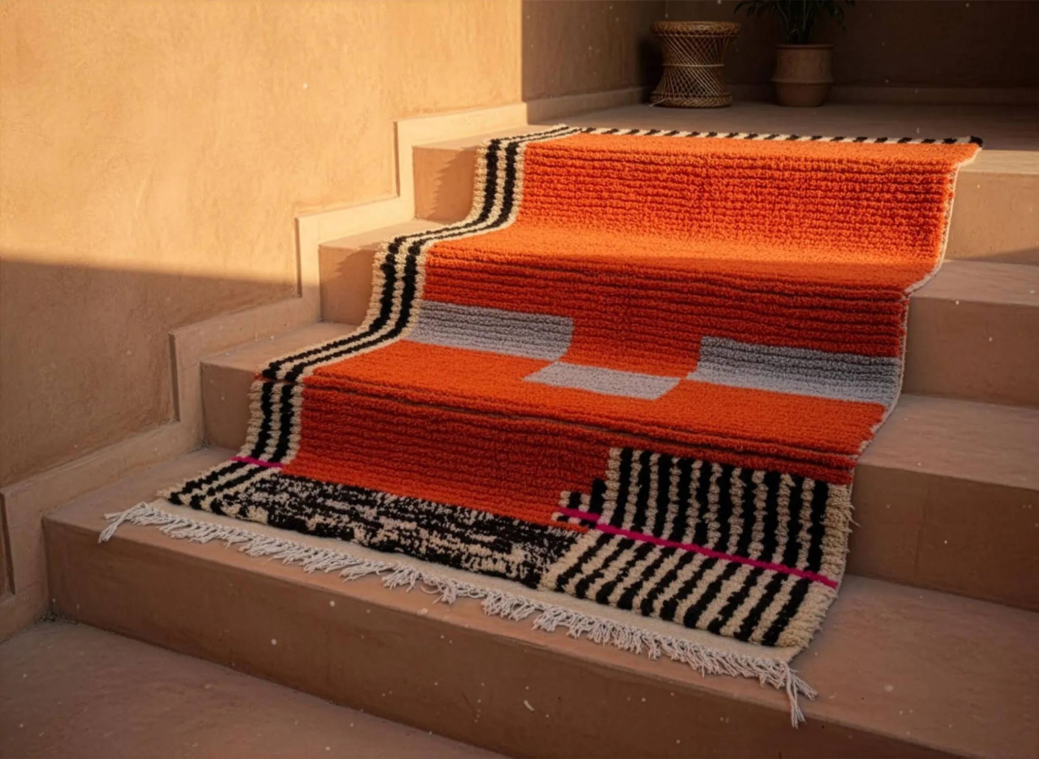 Traditional Moroccan handwoven rug 3x2 m