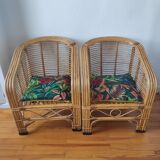 Pair of rattan armchairs