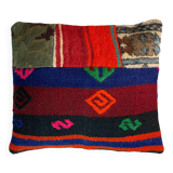 Vintage turkish patchwork kilim cushion cover , 43 x 37 cm
