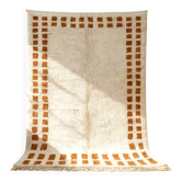 Tapis en laine à bord terracotta – Berbère à poils longs fait main