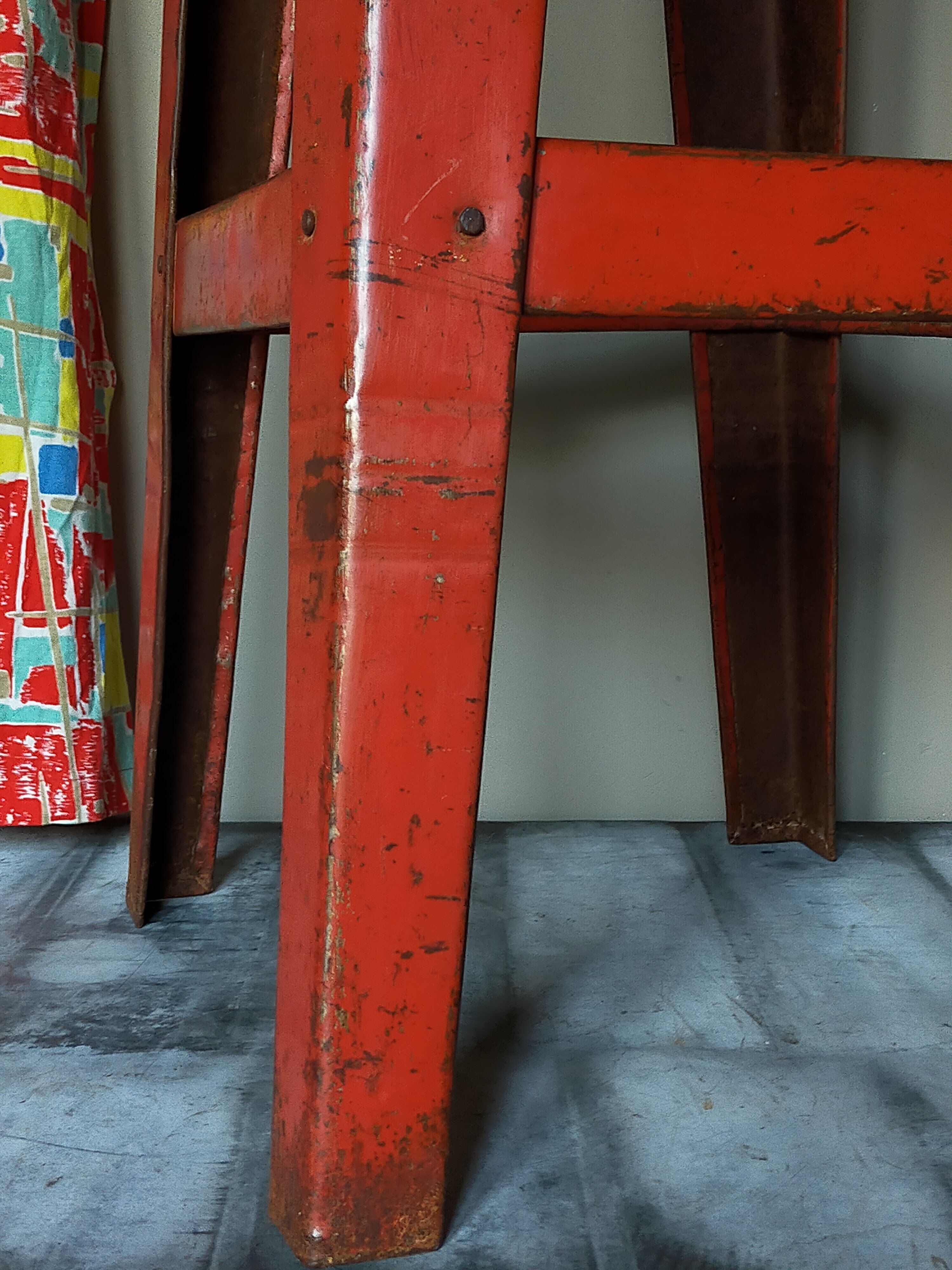 Vintage industrial stool made of recycled sheet metal