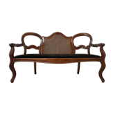 Banquette ancienne cannée
