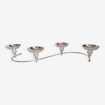 4-light silver metal candle holder