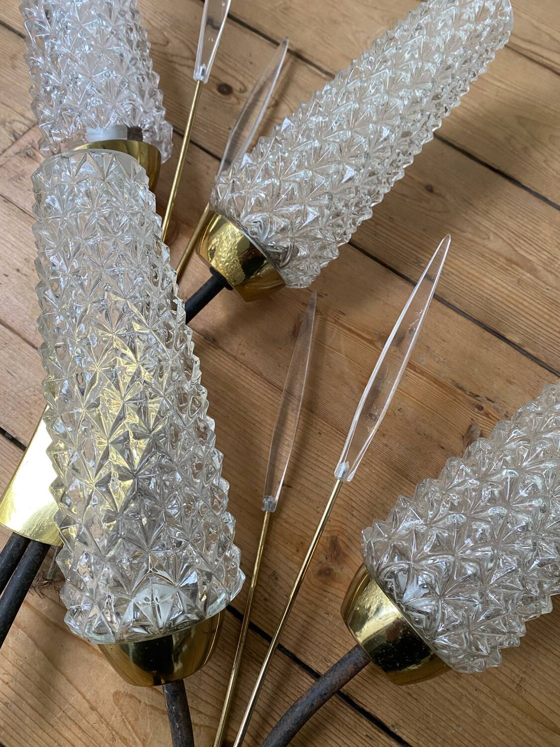 Pair of vintage mid-century tulip wall sconces from the 1950s