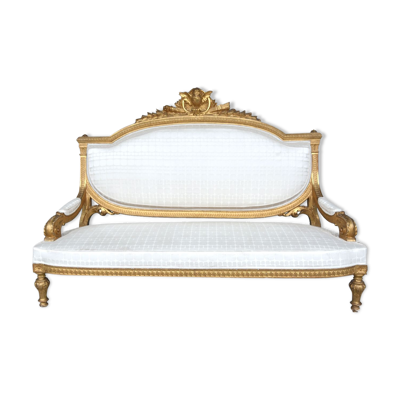 Banquette basse en bois doré de style Louis XVI époque Napoléon III