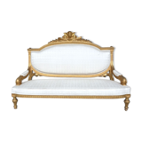 Louis XVI-style gilded wooden bass bench