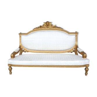 Banquette basse en bois doré de style Louis XVI époque Napoléon III