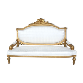 Louis XVI-style gilded wooden bass bench