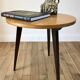 Tripod coffee table in wood and two-tone marquetry Scandinavian design 50s-60s