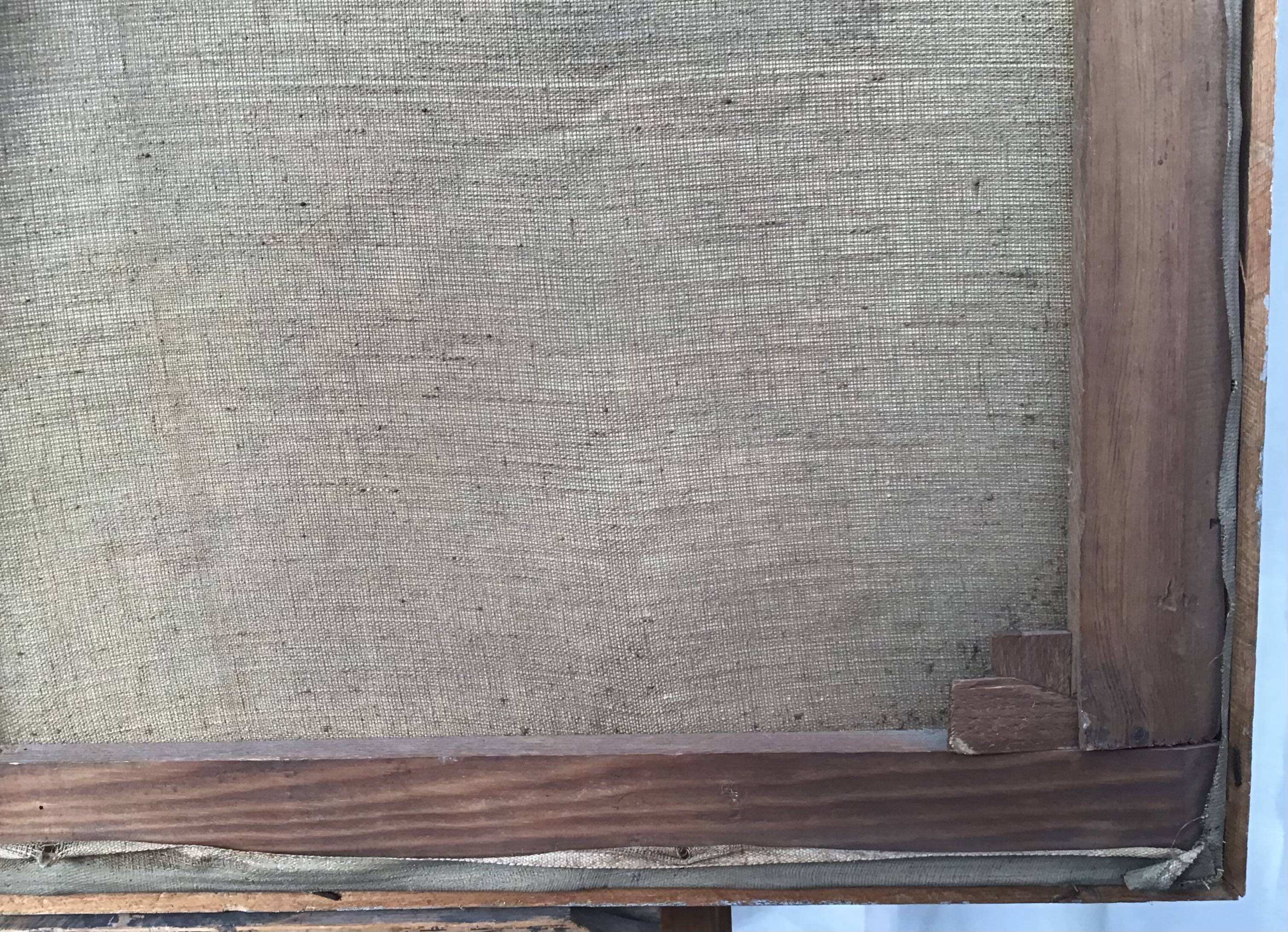 Oil on canvas - “The deck of the trawler returning from fishing” by Lucien Staquet (1911-1989)