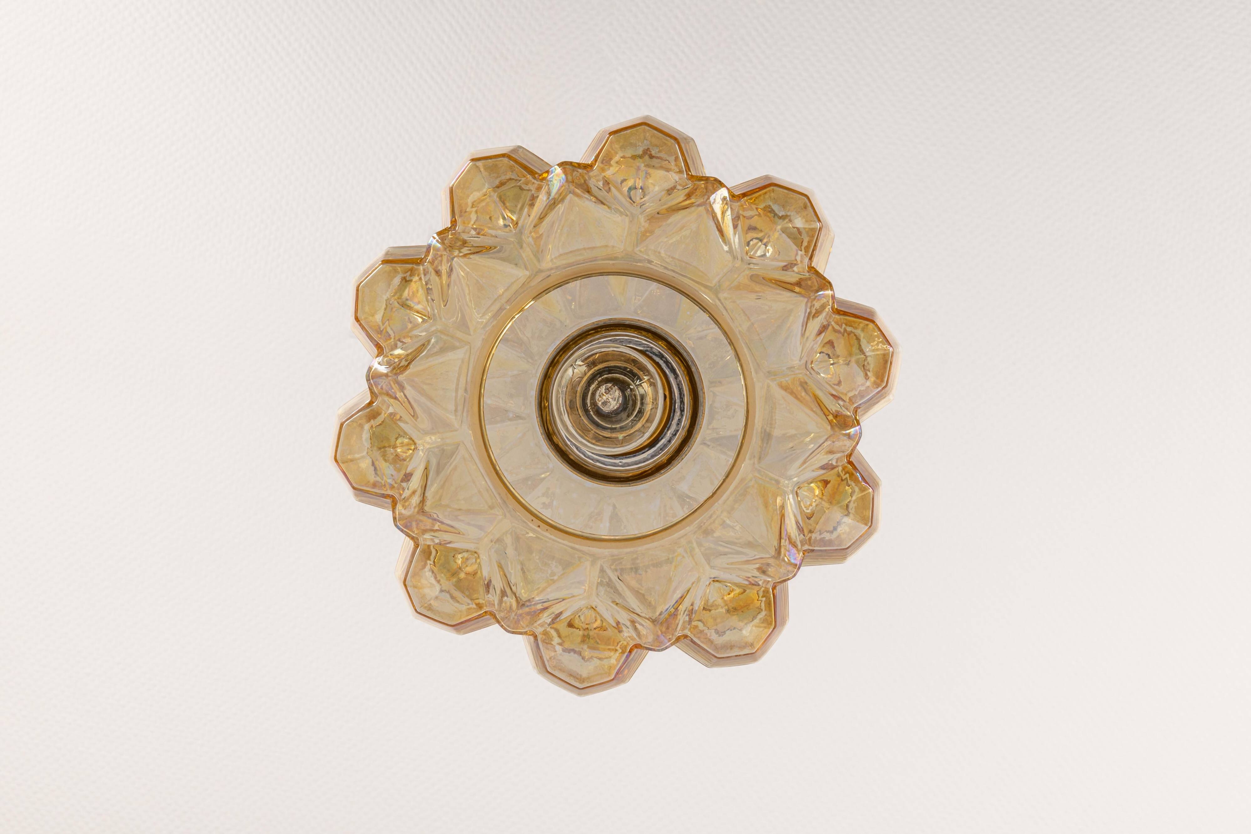 Large amber glass pendant by Limburg, Germany, 1970s.