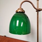 Lampe de bureau Art déco en laiton et opaline verte, 1920-30