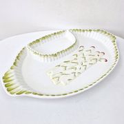 Large Asparagus Dish With Vintage Ceramic Barbotine Saucepan