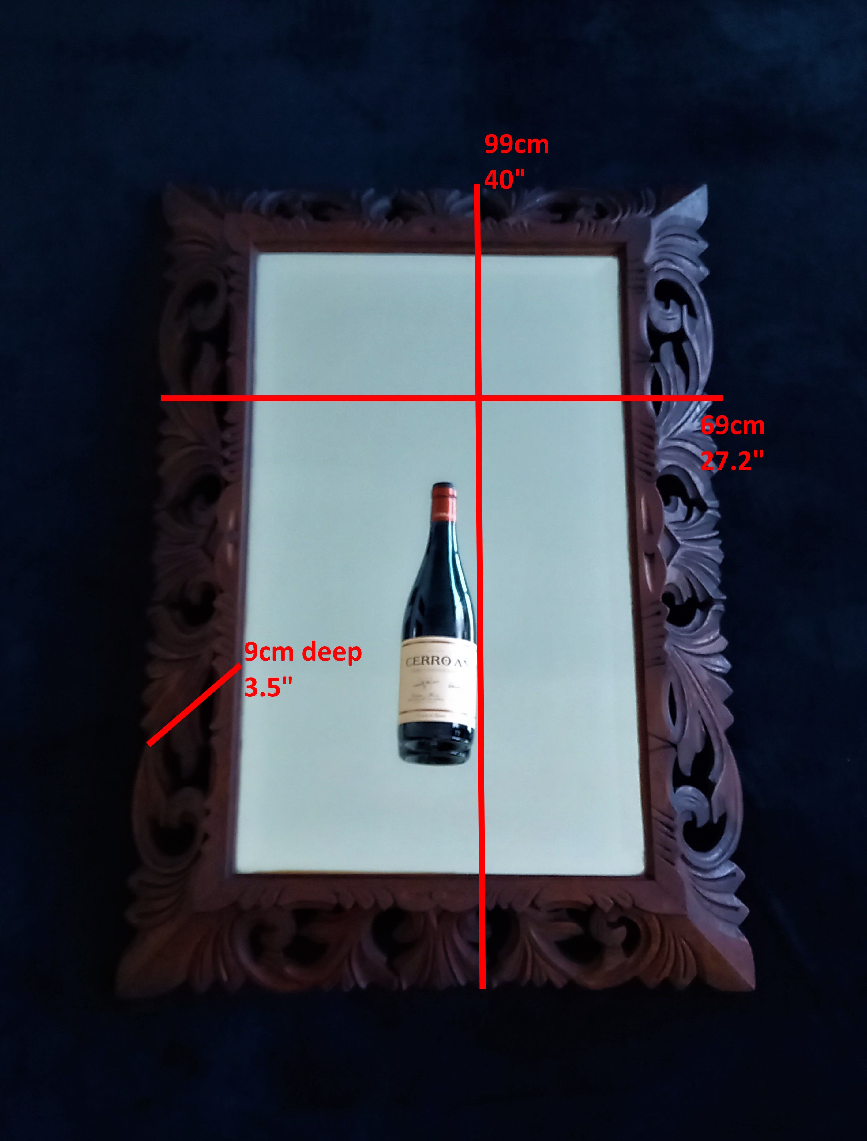 Antique oak mirror carved baroque style