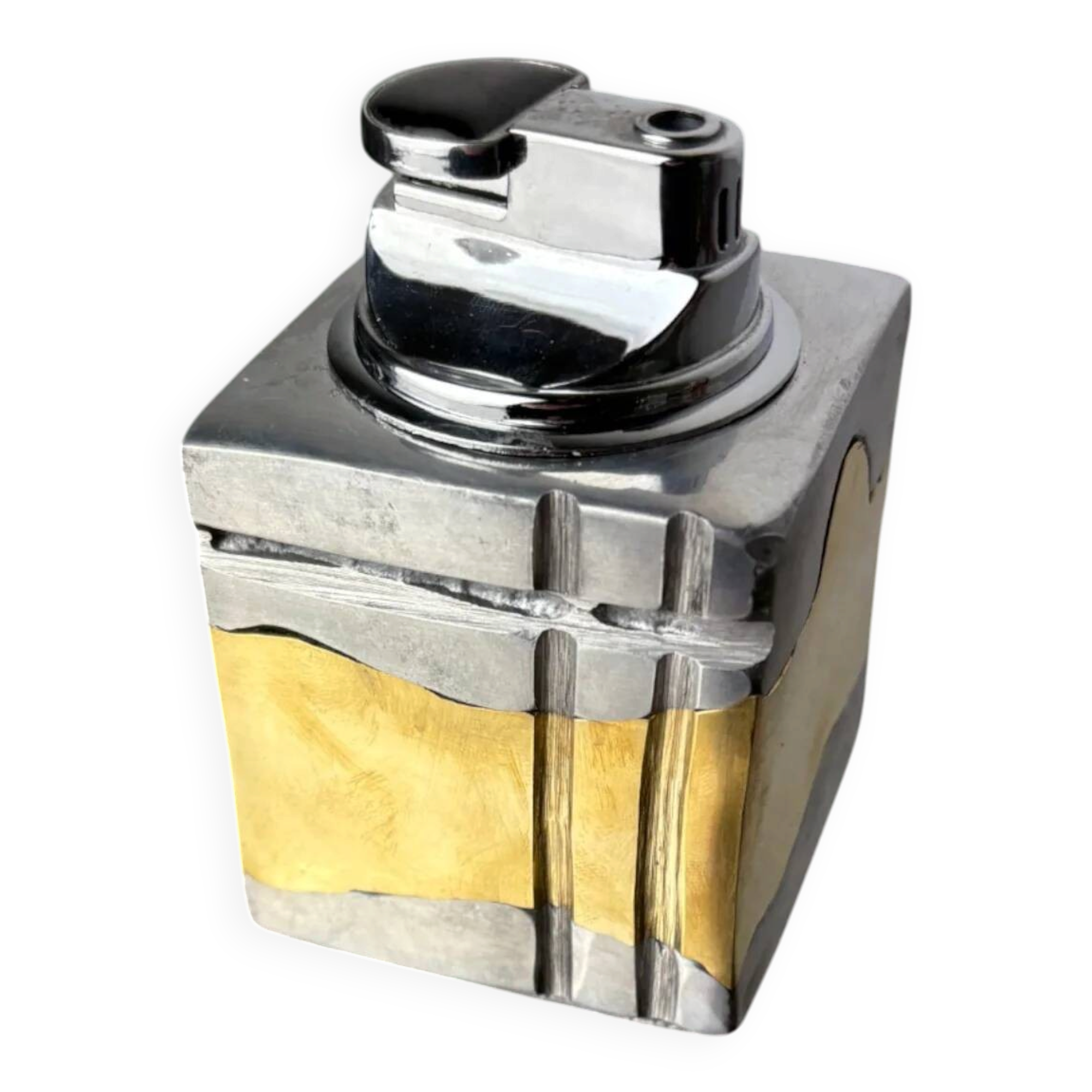 Briquet brutaliste par Ardisur, en bronze et aluminium, années 1970, Espagne