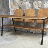 3-seater children's bench or desk - vintage school furniture 1950