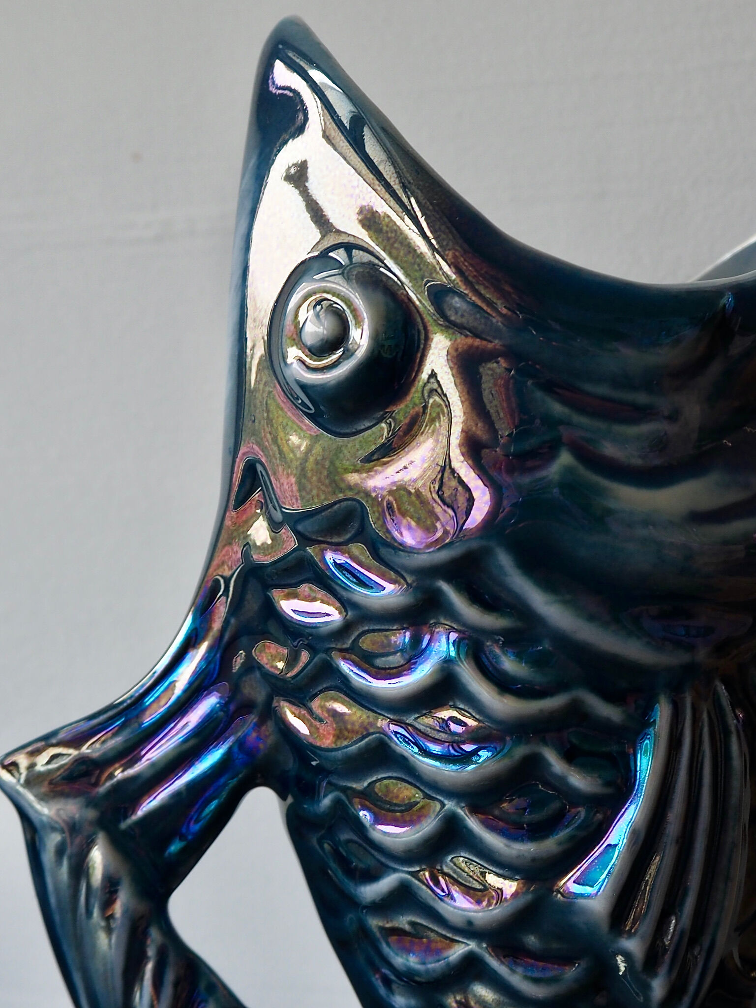 Blue lustre porcelain fish jug