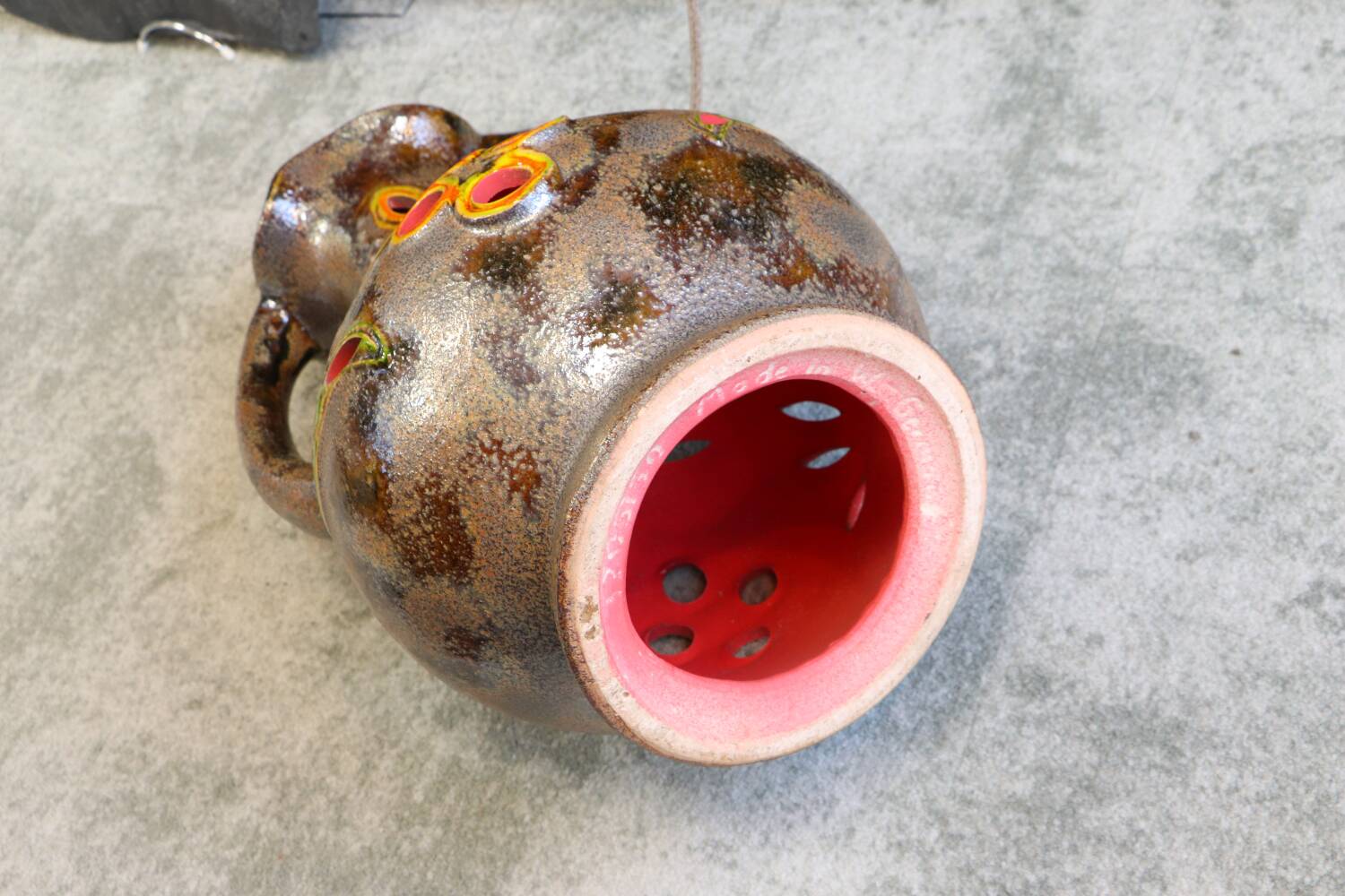 Vintage Walter Gerhards lamp – model 7055-50 – Fat Lava – West Germany, with silk shade