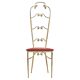 Chiavari chair with high back, brass, embroidery from the 1960s.