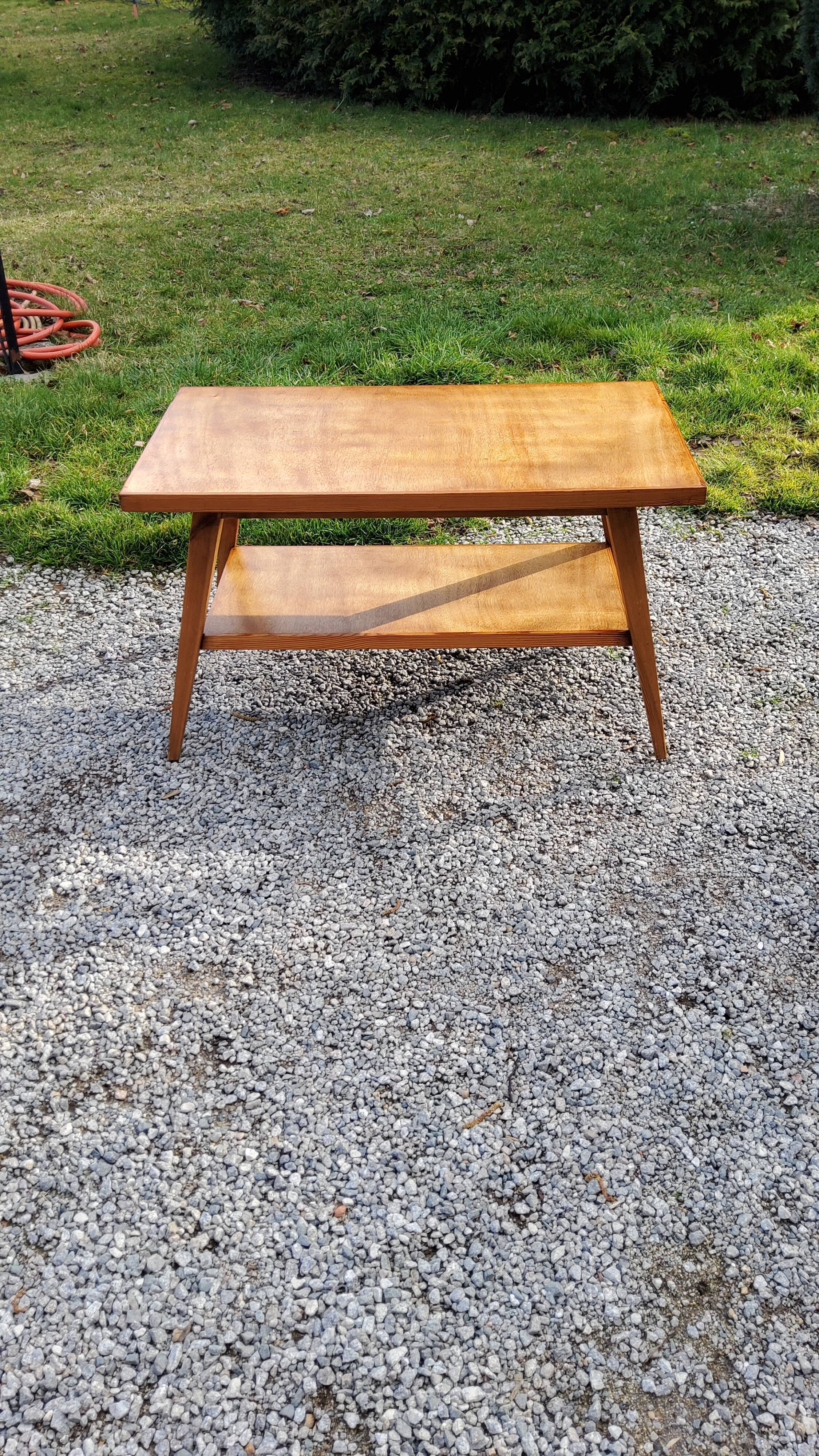 Coffee table of the 50s feet compass double wooden tops