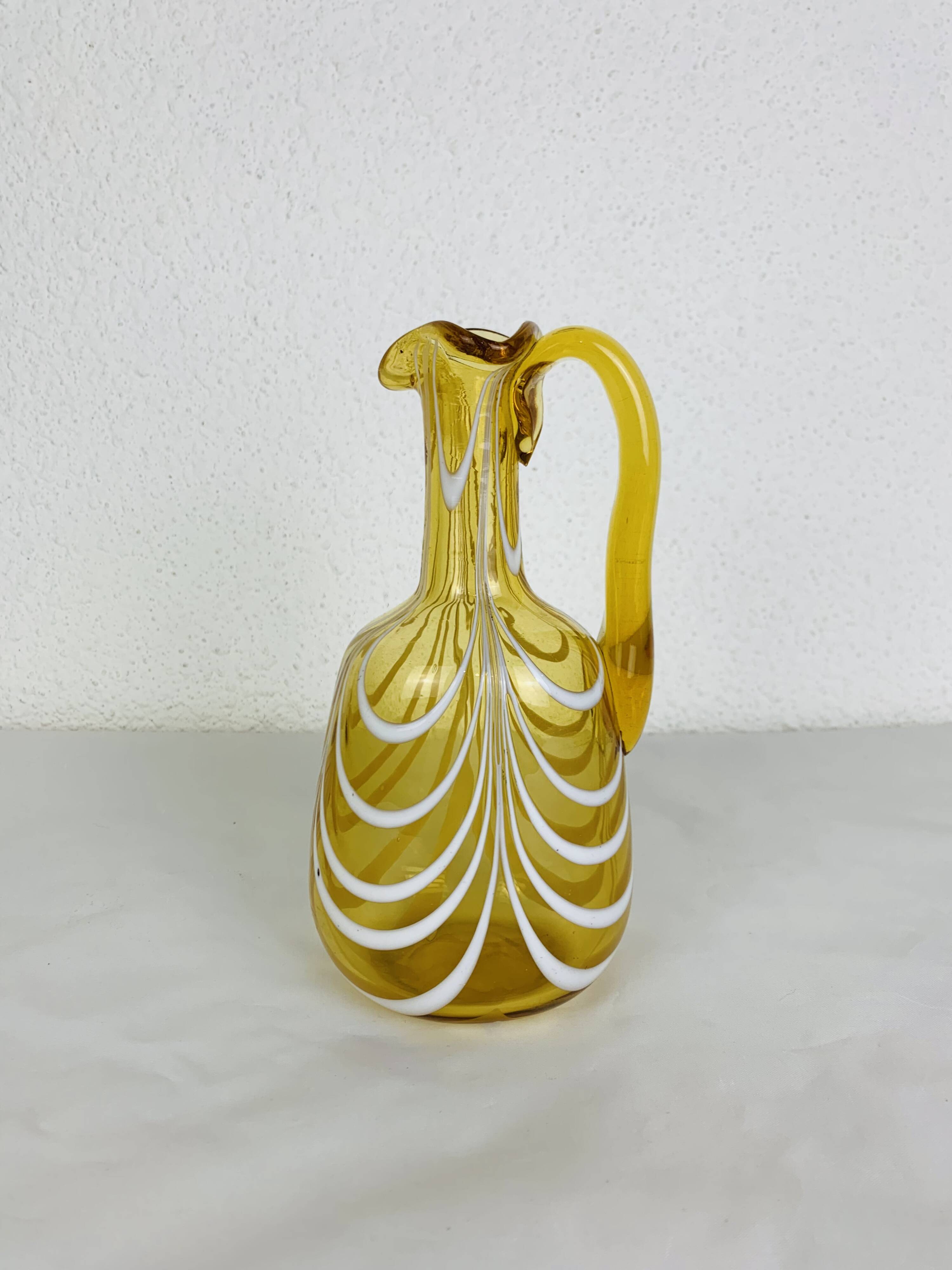 Vintage Italian style amber glass carafe