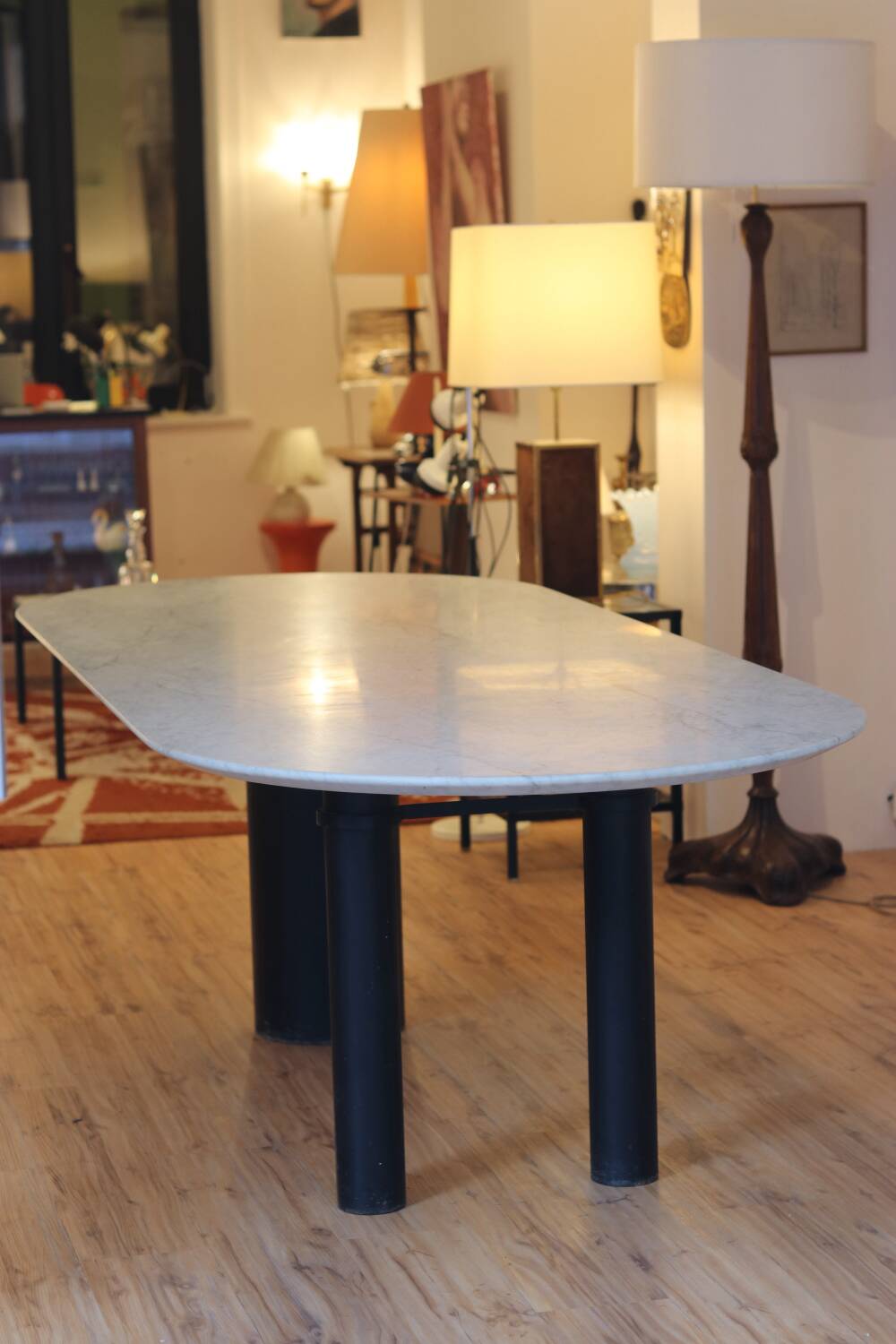 Large marble dining table, 1980s
