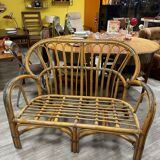 Vintage rattan bench 70