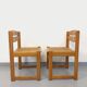 Pair of vintage sleigh chairs in beech wood and cane from the 70s