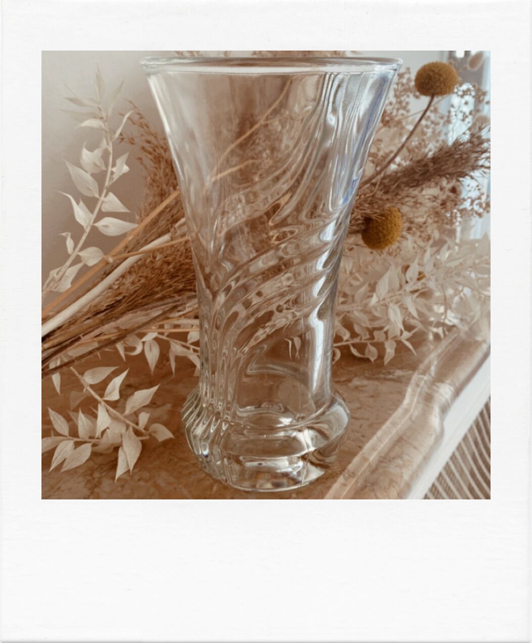 Lined crystal vase