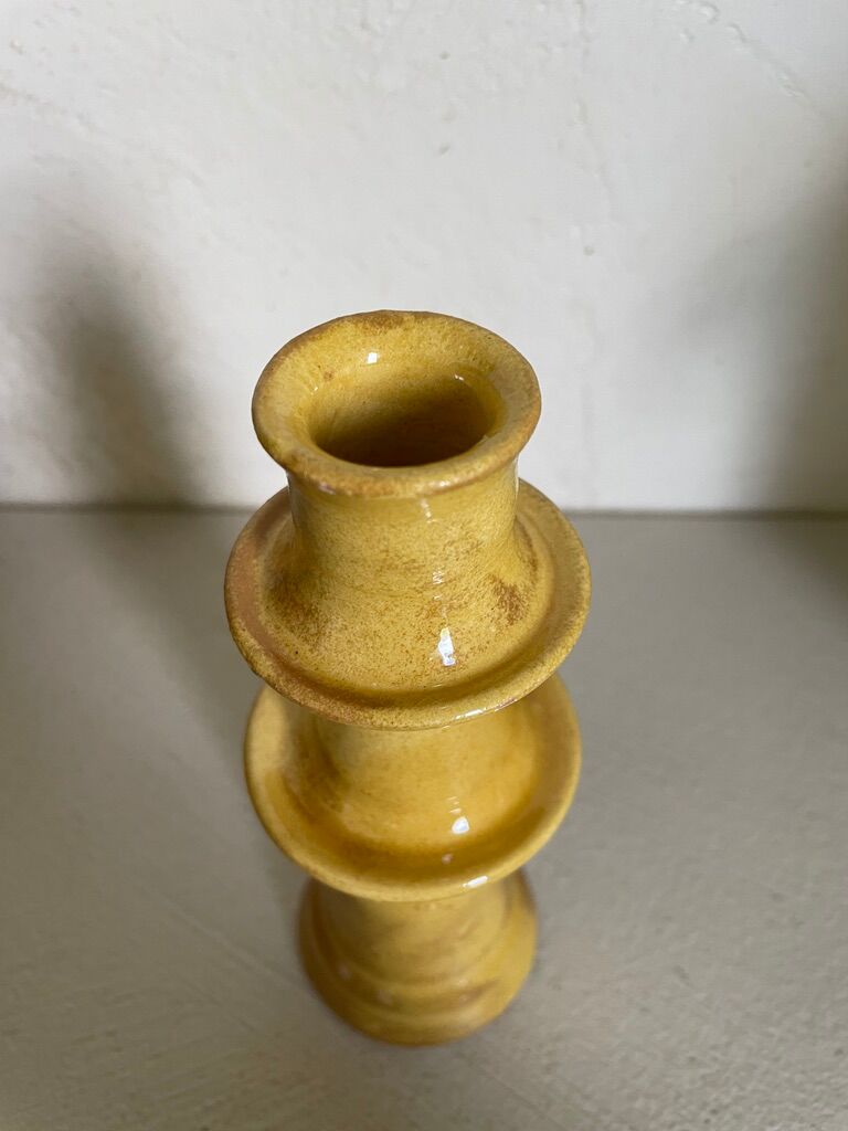Ceramic candle holder Tamegroute yellow new