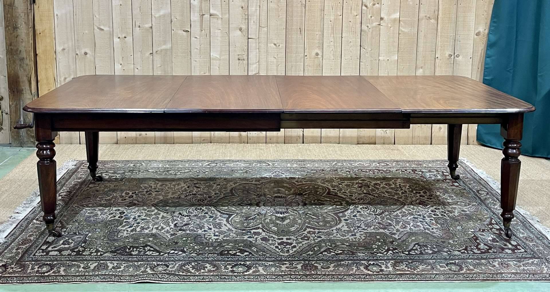 Victorian mahogany table with 2 extensions - 19th century work - Crank system