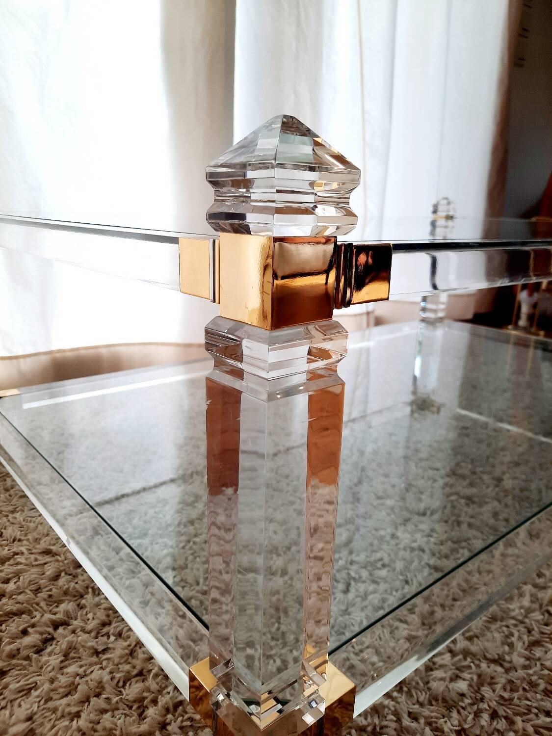 Coffee table in Altuglass "Romeo" 70s/80s