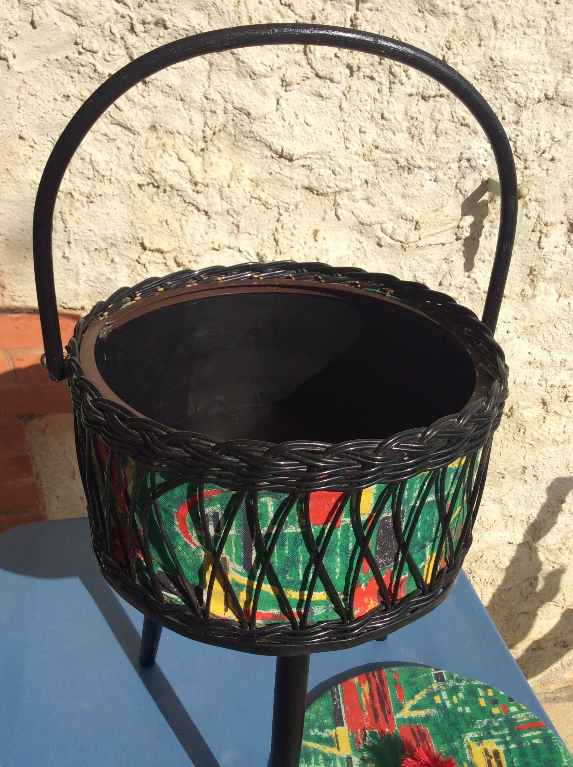 Vintage round sewing basket