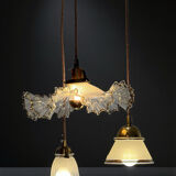 Triple suspension cascade with gilded and sandblasted glasses